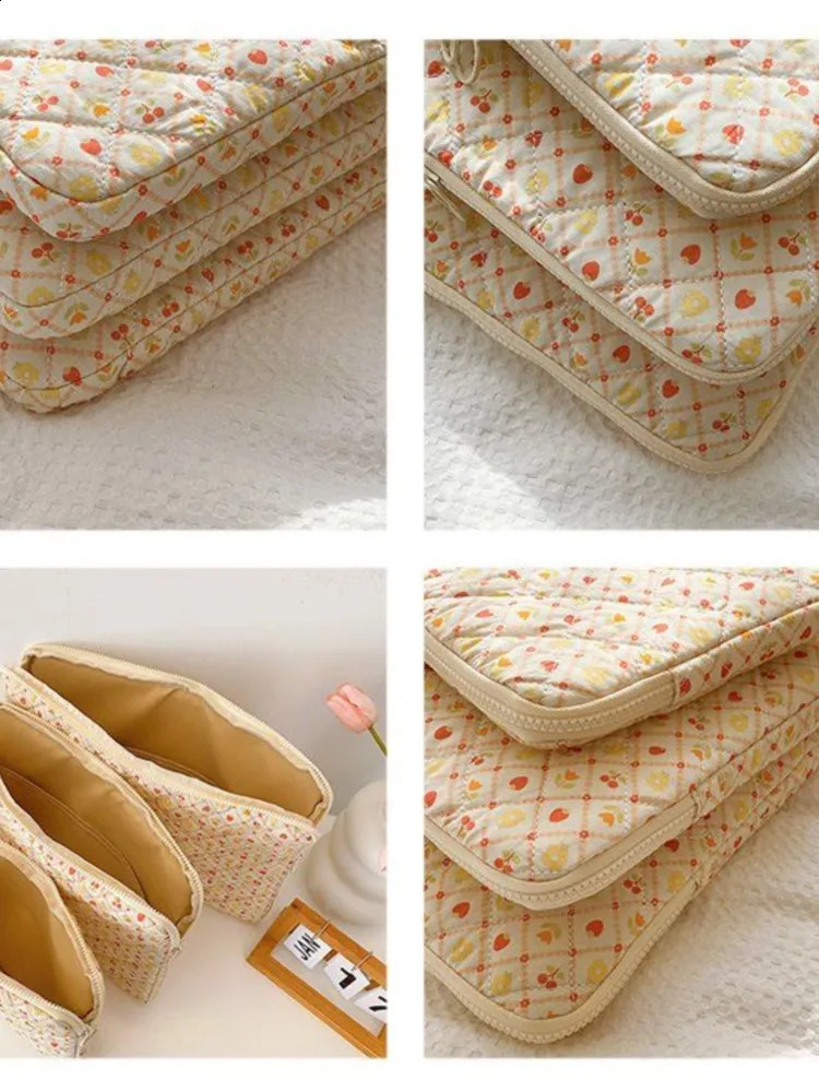 Ins Floral Cute Laptop Sleeve Case 11 13.3 14 15 15.6 Accessories Zipper Briefcase Shockproof Laptops Bag Cover 240729