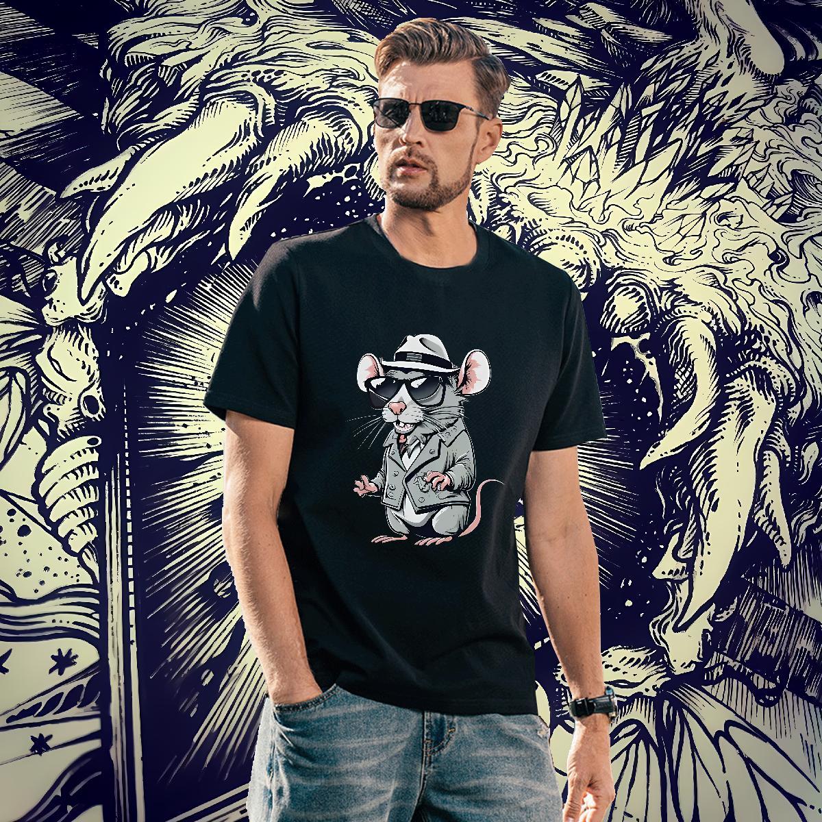 Soft Men Clothes T-Shirt 230g Cotton Hip Hop mouse DIY Printed Short Sleeve Soft New Mens T Shirts Tees