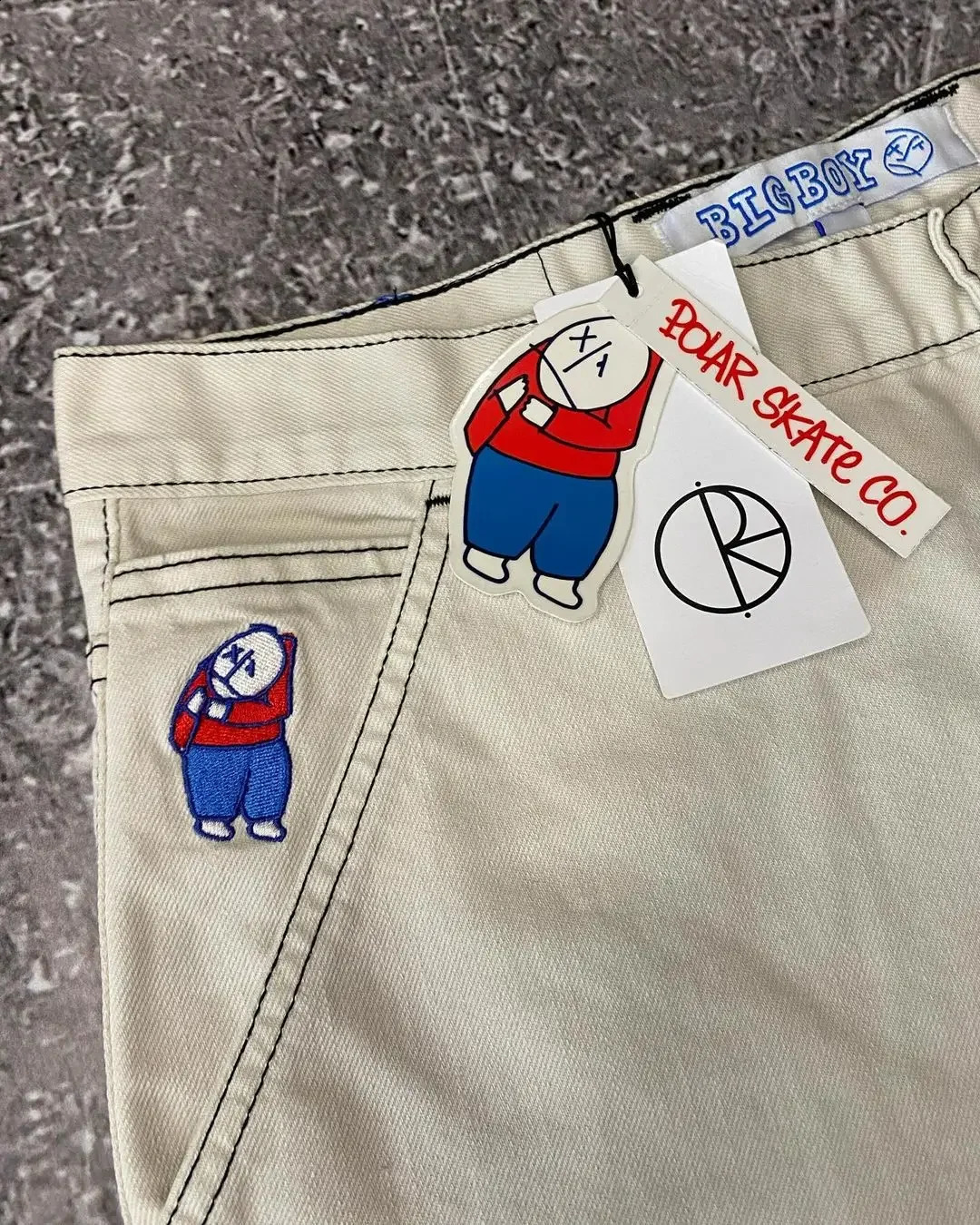 Big Boy jeans Y2K Harajuku embroidered cartoon characters white denim shorts mens and womens hip hop Gothic casual shorts 240729