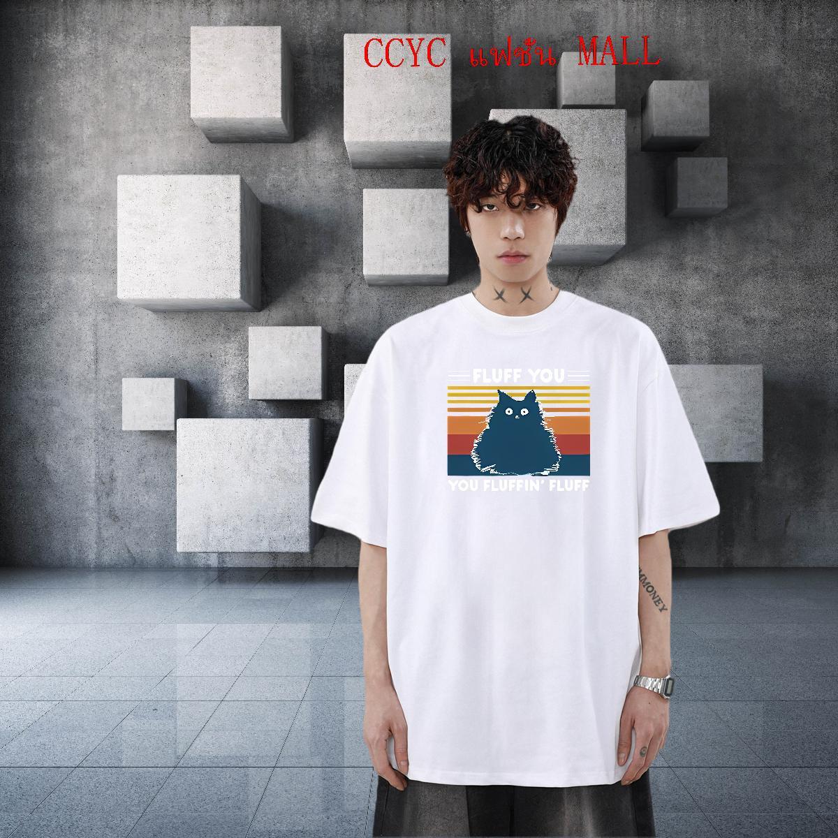 Classic Men Clothes T-Shirt 100% Cotton 230g Sports Casual cat Black Oversized Breathable Custom Mens T Shirts Tops Tees