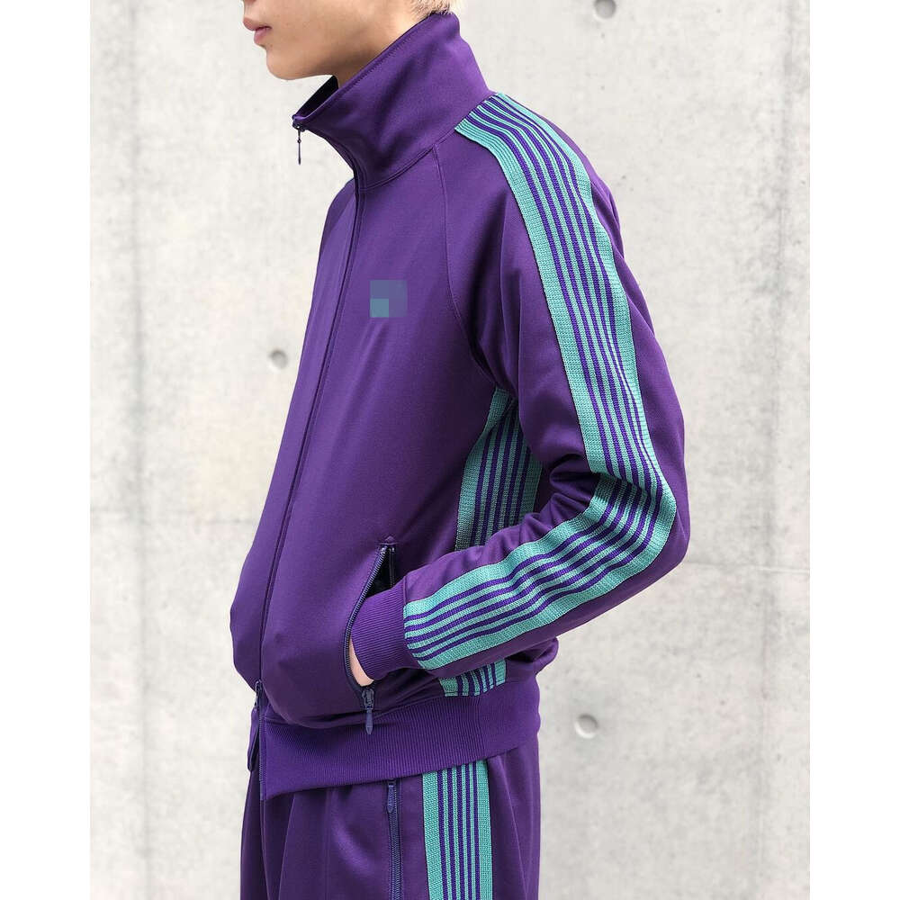 Needles mens jacket Embroidered Butterfly Pants Side Striped Pants Mens And Womens Sports Casual Pants School Uniform Zipper Streetwear Sports Suit Set we