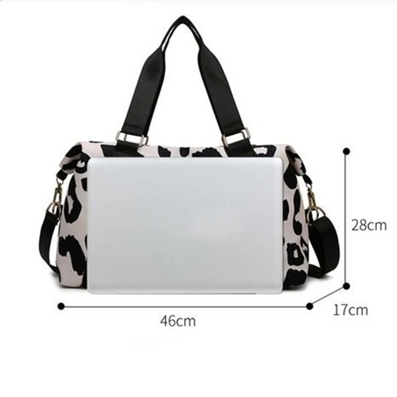 Fashionable Travel Bag Duffle Bag Women Leopard Big Oxford Bag Tote Handbags Fitness Gym Bag Ladies Weekend Pink Bag 240729