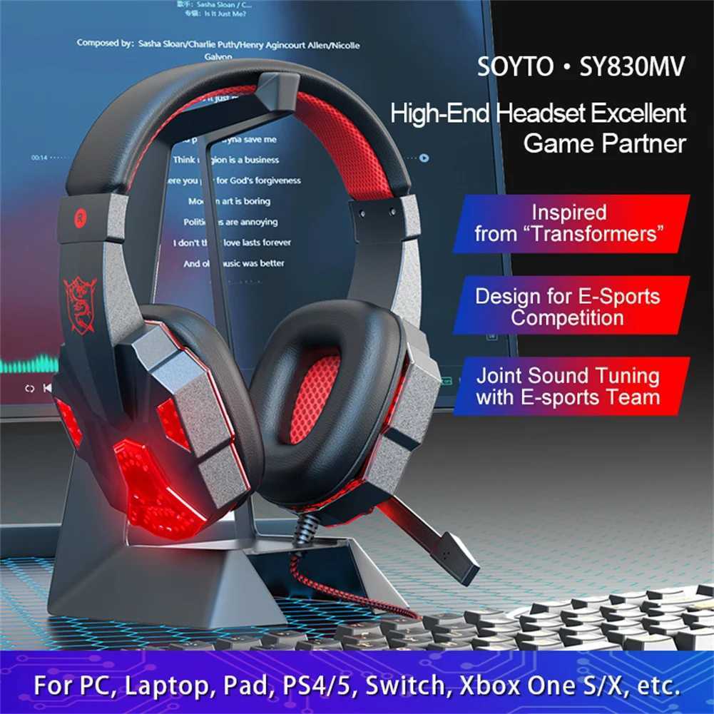 Gaming Headset With Mic Stereo Over Ear Headphones Cool Lighting Wired Headsets For Smart Phones Computer Laptop TabletM240729