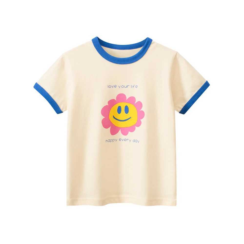 T-shirts 1-9T Toddler Flower Girls T Shirt Kid Cotton Summer Baby Clothes Short Sleeve Floral Tshirt Infant Basic Tee Top OutfitL24729