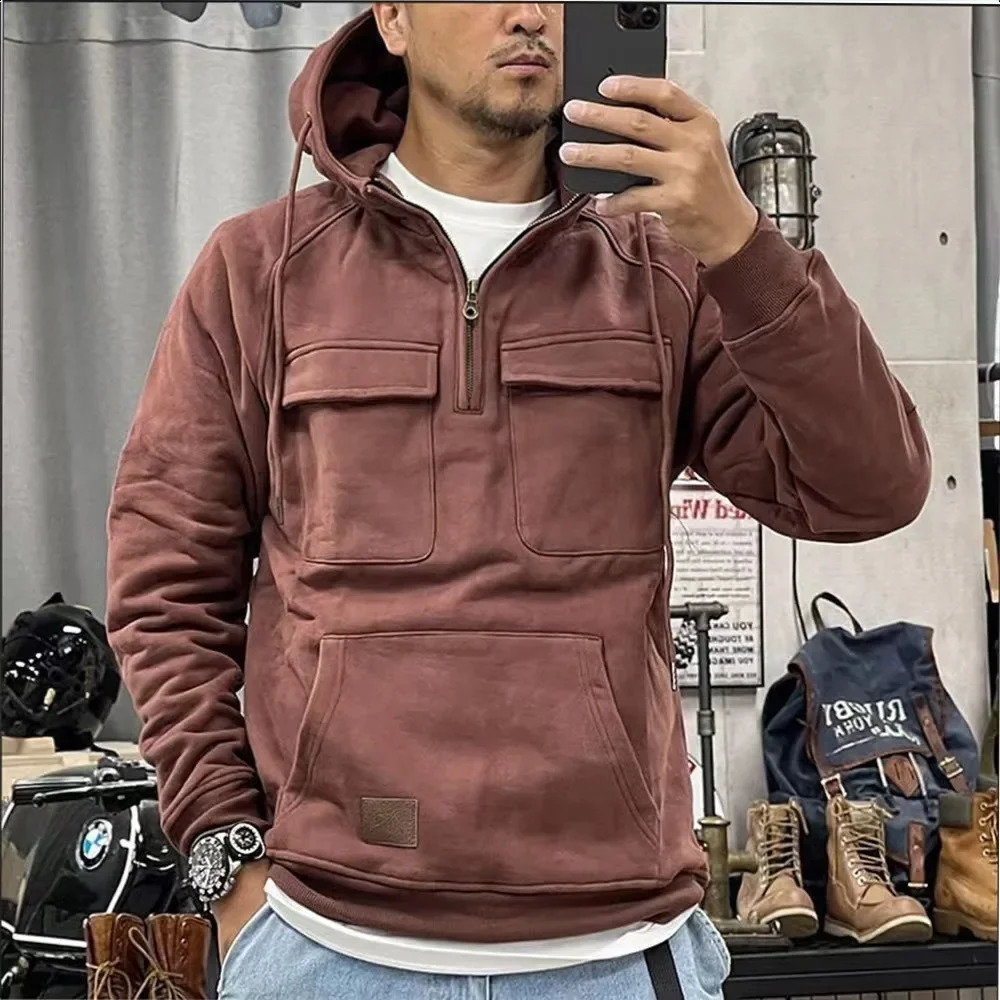 Spring Autumn Vintage Mens Hoodie for Sweatshirt Solid Color Long Sleeve Pullover Breathable Man Clothes Mens Oversized Hooded 240729