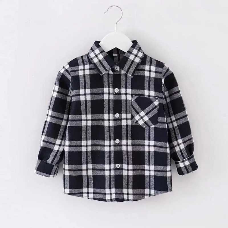 Childrens boy collar plain shirt long sleeved childrens clothing toddler boy shirt baby plaid shirt girls school shirt 2021W240729