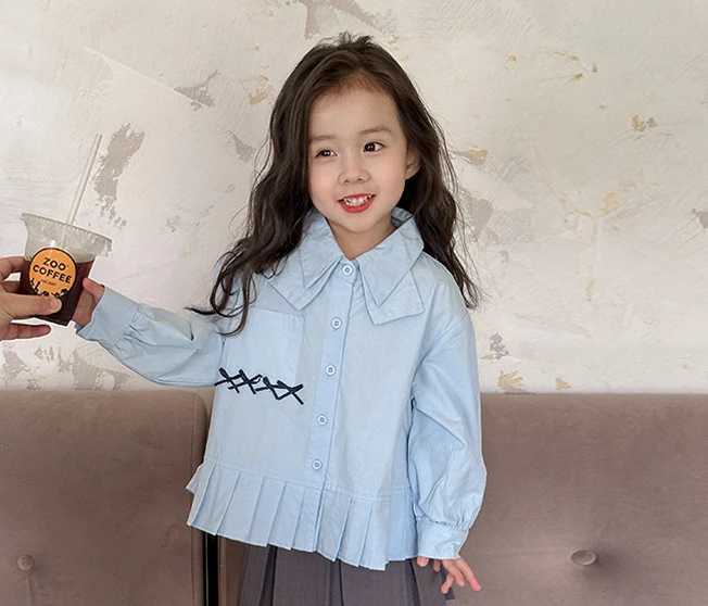 Blue blue long sleeved top open seam loose jacket 2024 lapelW240729