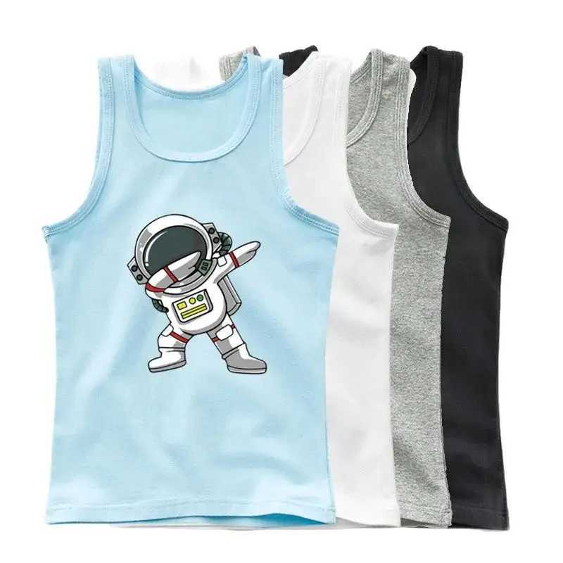 T-shirts Astronauts Cherish The Lunar Environment Funny Print Tank Top Boys Cotton Summer Sleeveless T-shirt Hip Hop SingletsL24729