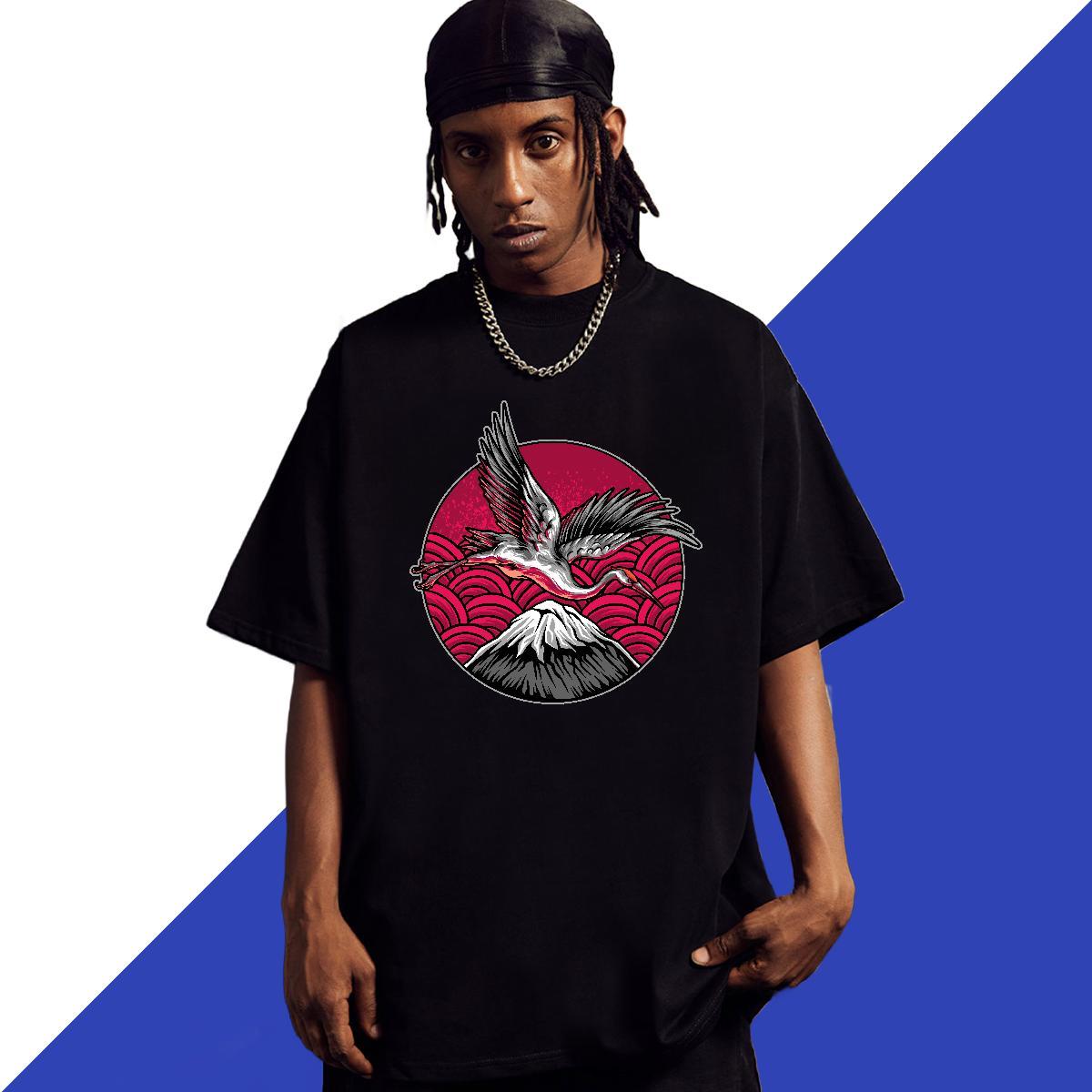 Loose Fit Men Tops Tees 100% Cotton 230g Beach eagle Graphic O-Neck Short Sleeve 2024 DIY T-Shirts Top Tees
