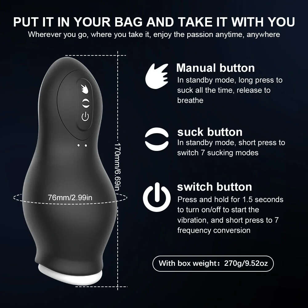 Automatic Male Masturbator Handsfree Blowjob Sucking Vibrator Machine Pussy Masturbation Cup Sex Toy for Men Glans Trainer
