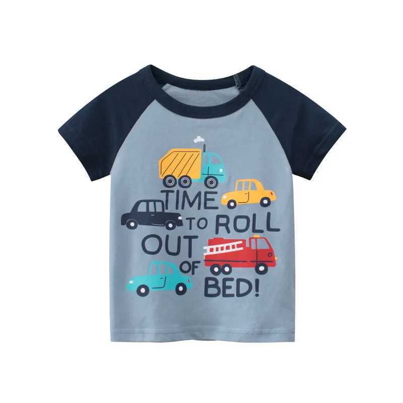 T-shirts 1-9T Toddler Kid Tshirt Baby Boy Clothes Summer Cotton Infant T Shirt Short Sleeve Basic Top Cars Print OutfitL24729