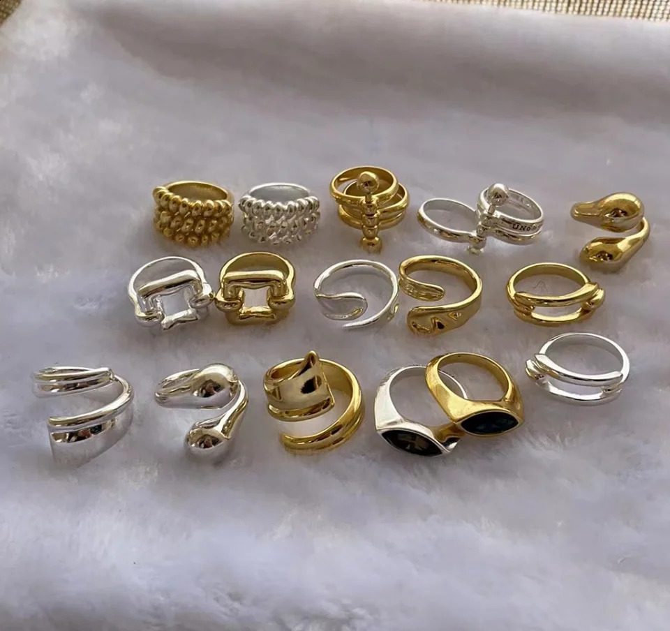 Fit UNO DE 50 Fashion Plated 925 Silver 14k Gold Charm Ring Niche Jewelry Gift 240723
