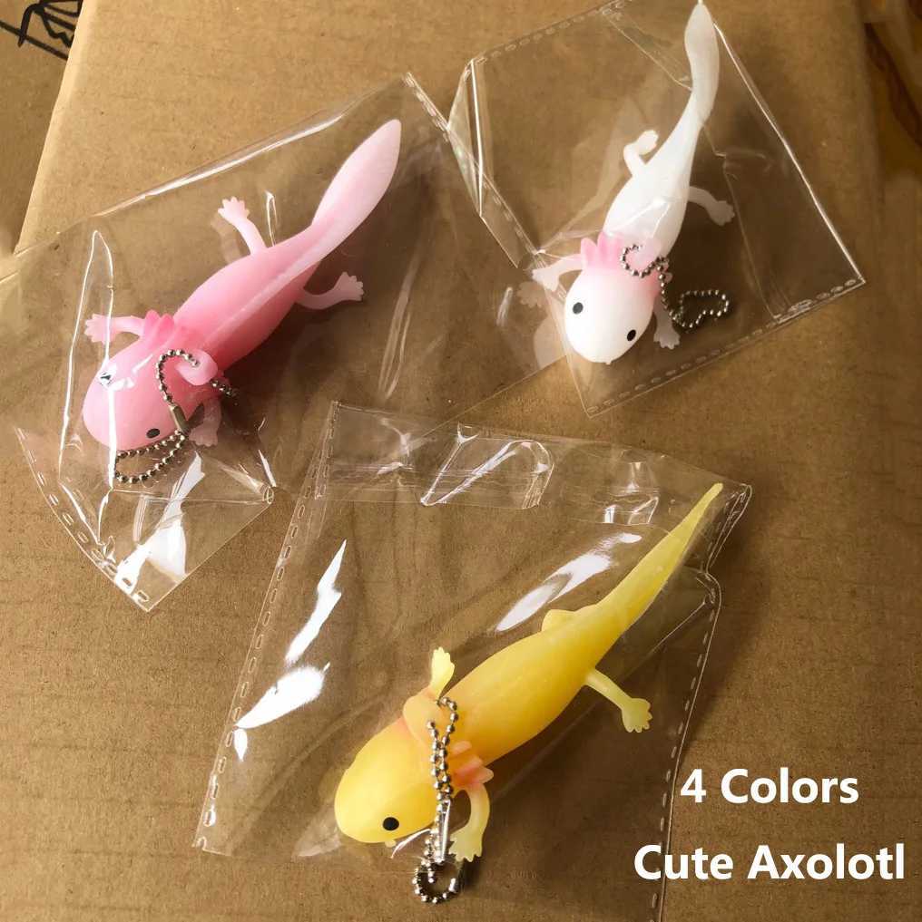 Axolotl Keychain Kawaii Newt Salamander Baby Fish Kneading Toy Decompression Squeezing Bag Mobile Phone Key Chain PendantL240729