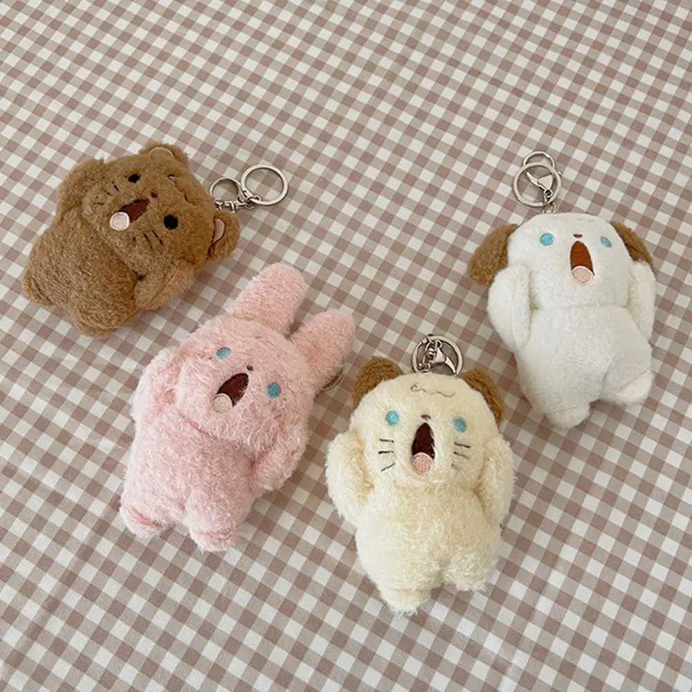 Rabbit Shouting Bear Children Gift Shouting Dog Bag Decoration Plush Pendant Keychain Backpack Charms Stuff Plush ToyL240729