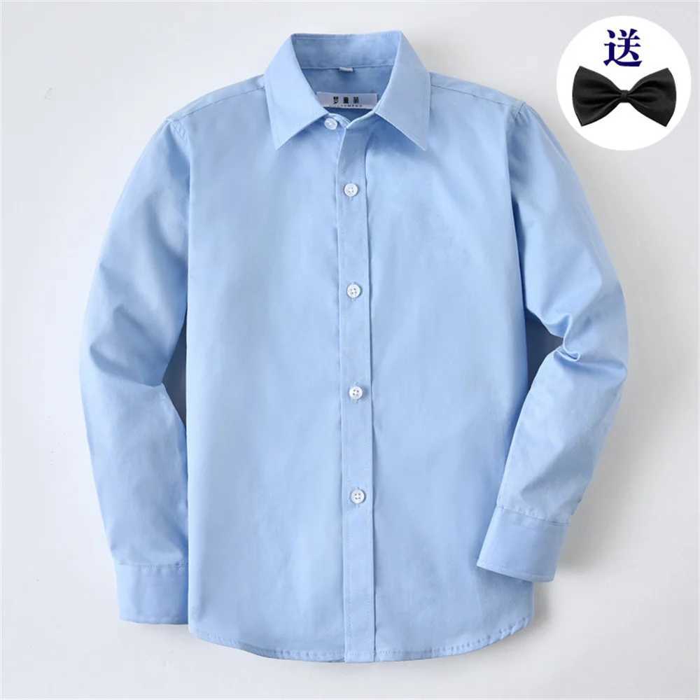Summer autumn childrens long sleeved cotton shirts blue white school uniforms suitable for boys and girls student shirts childrens clothingW240729