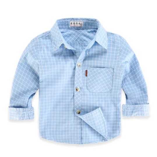 Spring and autumn striped boys shirt baby cotton shirt casual and fashionable checkered shirt childrens 16 color Camisas Para HombreW240729