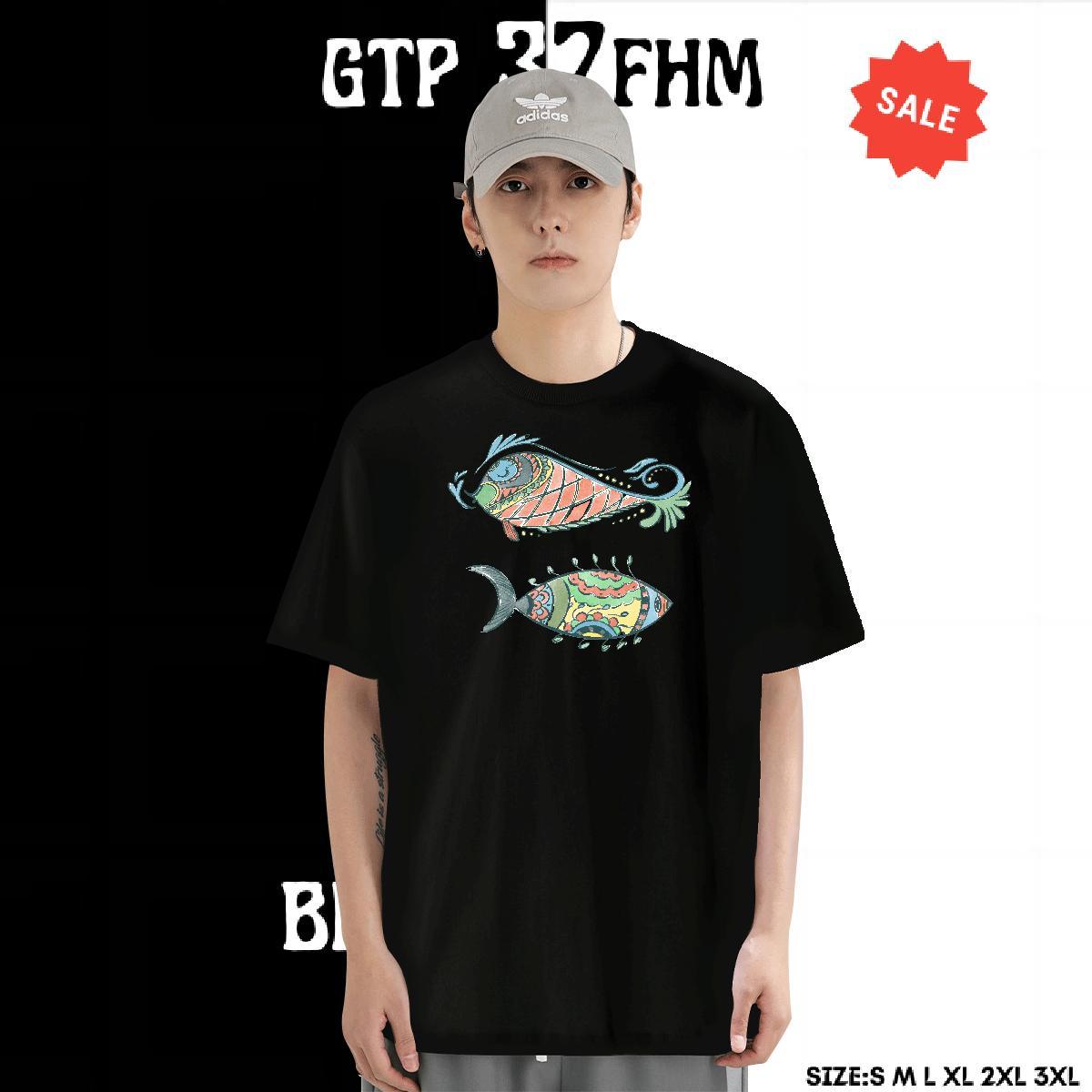 Comfortable Tshirt for Man Woman 230g Cotton Street wear Hip Hop fish DIY Breathable Short Sleeve Designer T Shirts Men Clothings
