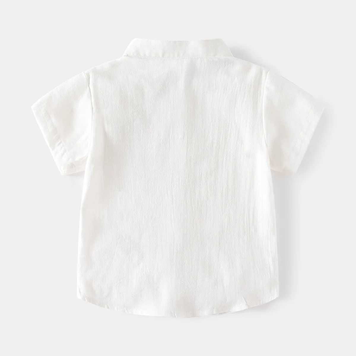 Childrens summer shirt with Mandarin collar childrens baby T-shirt made of cotton childrens T-shirt boys clothingW240729