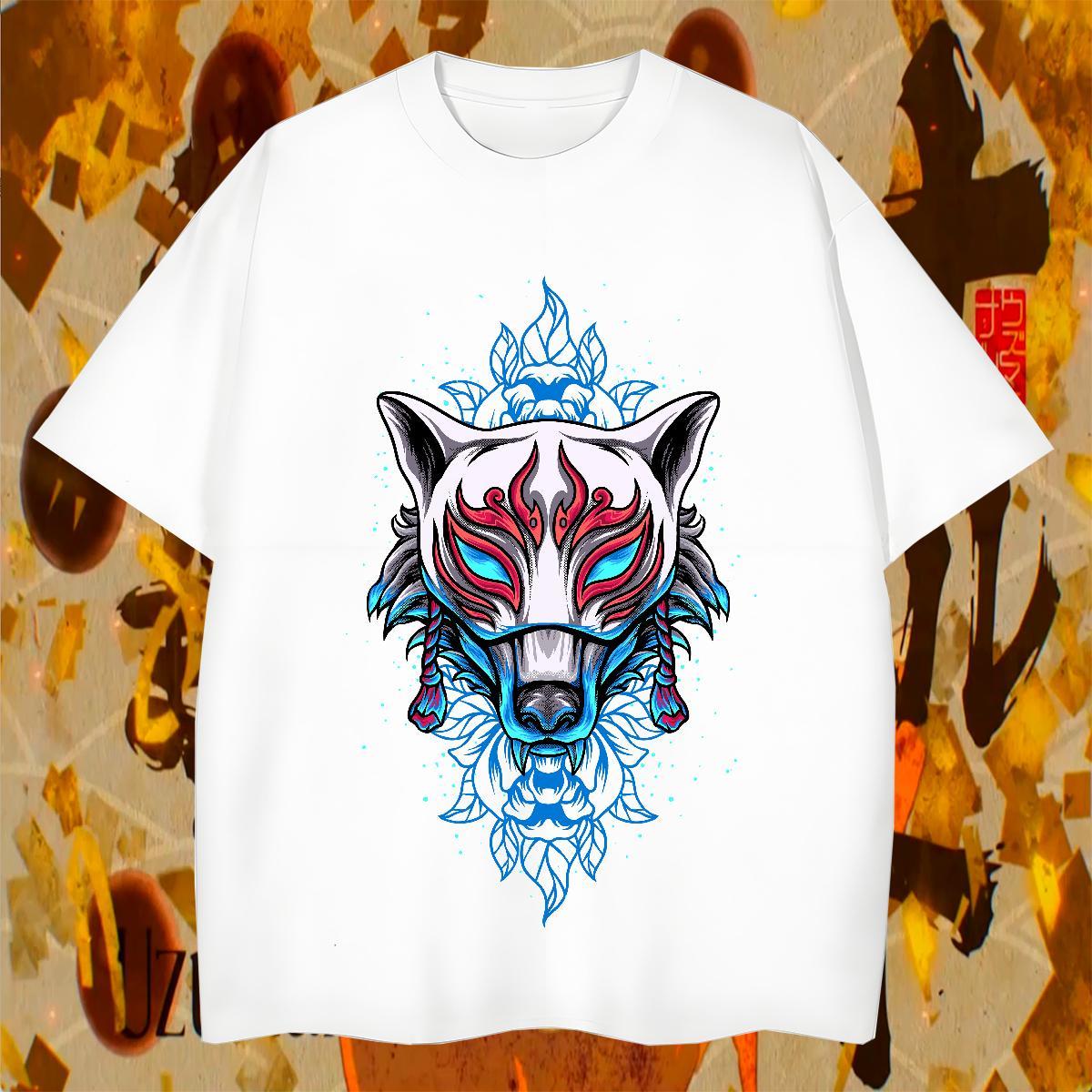 High Quality Mens Tshirts 100% Cotton 230g Spring Summer wolf Graphic Round Neck Short Sleeve Classic Mens T Shirts Tee Shirt