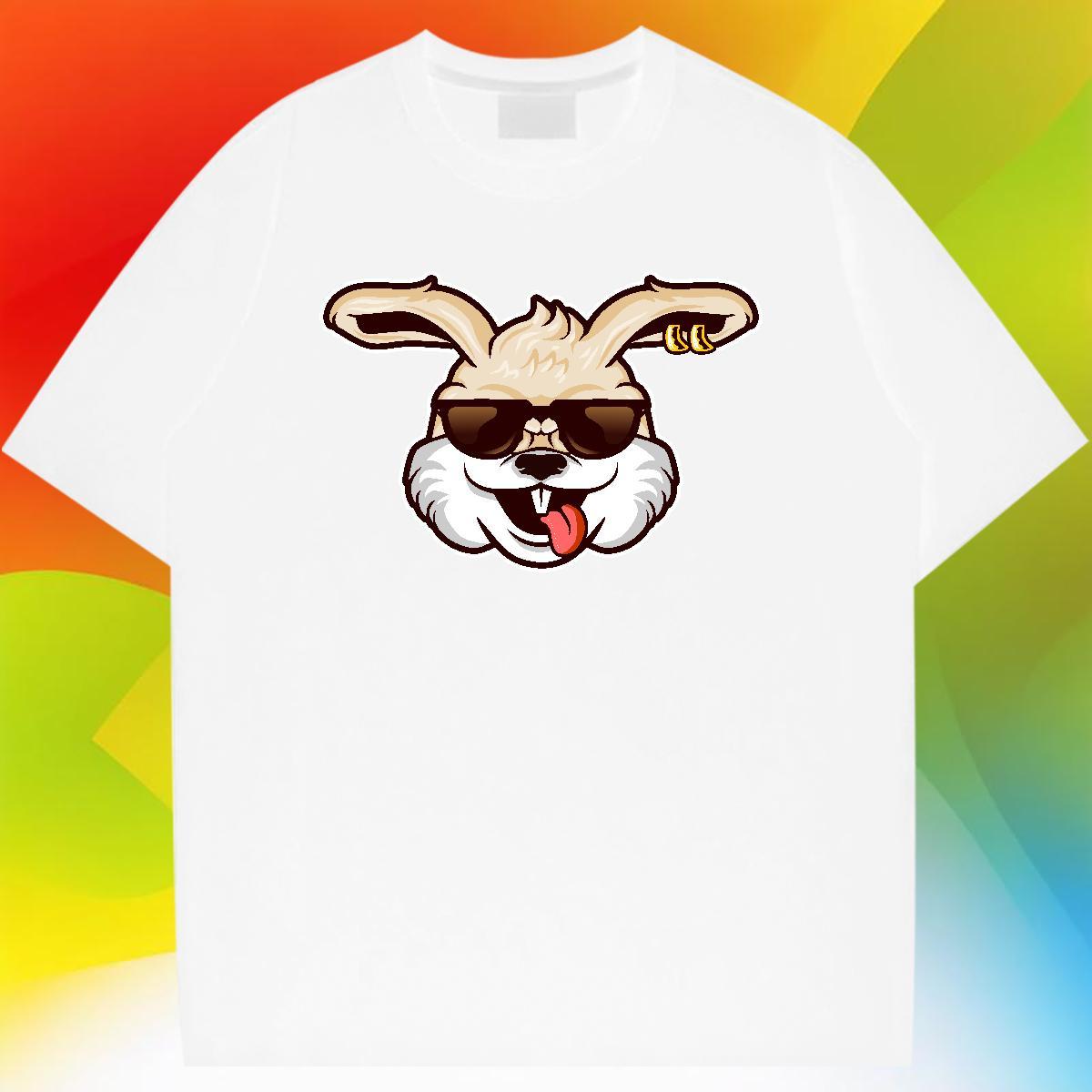 High Quality Men Clothes T-Shirt 100% Cotton 230g Outdoor rabbit Custom Big Size Breathable Crew Neck Classic T-Shirts for Men Wear