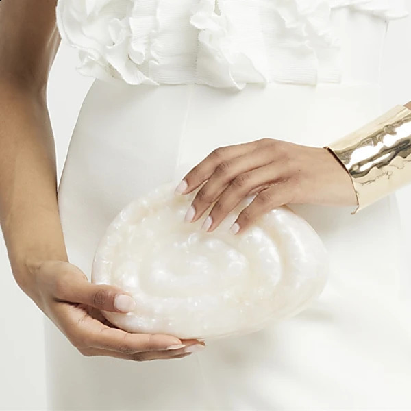 Shell Clutch Bag Acrylic egg clutch bag women wedding evening party cute purse green white pink rose handbag summer 240729