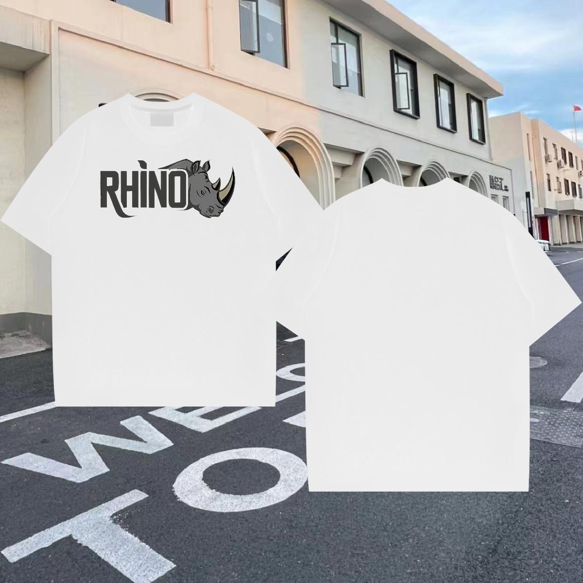 Classic Men Tees 230g 100% Cotton Street Wear rhinoceros Oversized 4XL Breathable Short Sleeve Free Shipping T-Shirts for Men Tees Shirts