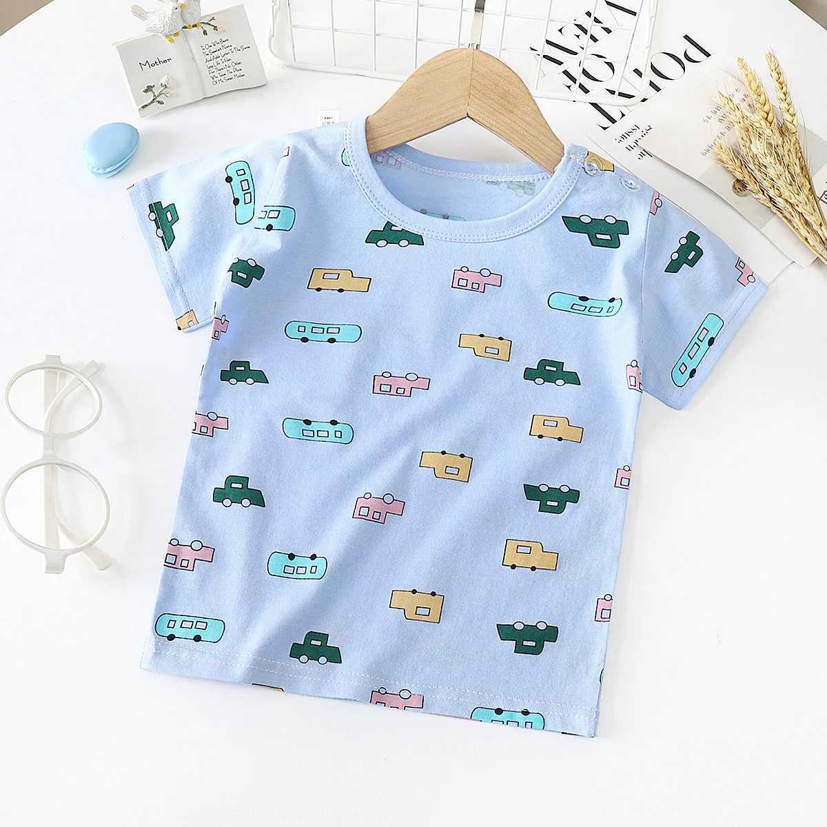 T-shirts LJMOFA Kids Shirts T-Shirt For Childrens Children Girls Boys Sweet Cotton Cartoon Tops Clothing Black And White Stripes D123L24729
