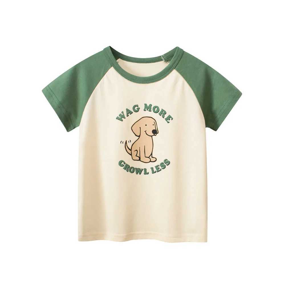 T-shirts 1-9T Toddler Kid Tshirt Baby Boy Girl Clothes Infant Cotton T Shirt Short Sleeve Basic Tee Top Dog Print OutfitL24729