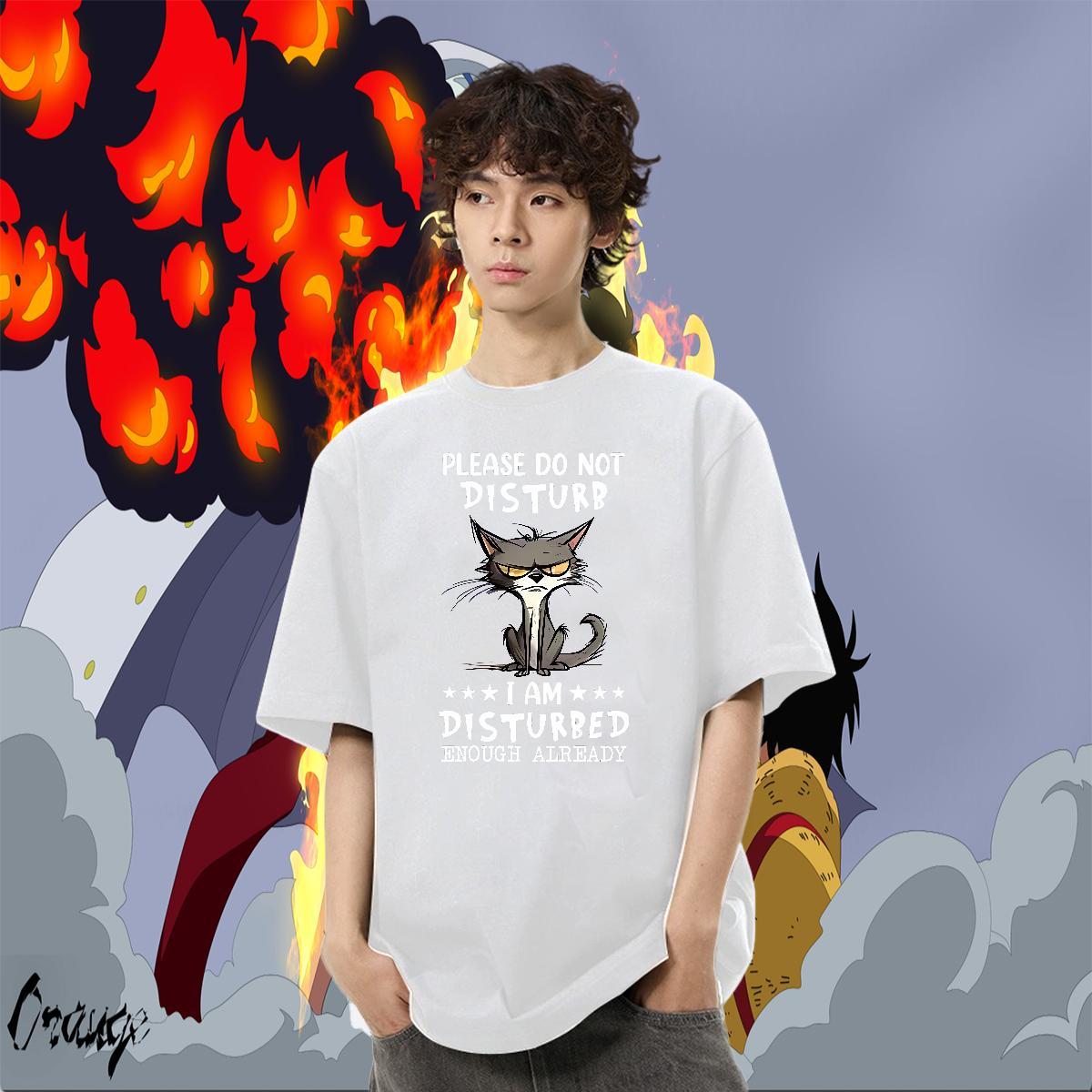 Unisex Men Tshirts 230g 100% Cotton Casual Daily Wear cat DIY Printed Short Sleeve O-Neck Fashion T shirt Clothes