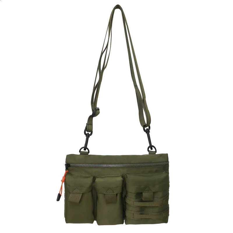 Streetwear Unisex Nylon Tactical Messenger Bags Casual Bullet Bessenger Bag Hip Hop Vest Function Tactics Phone Shoulder y240816