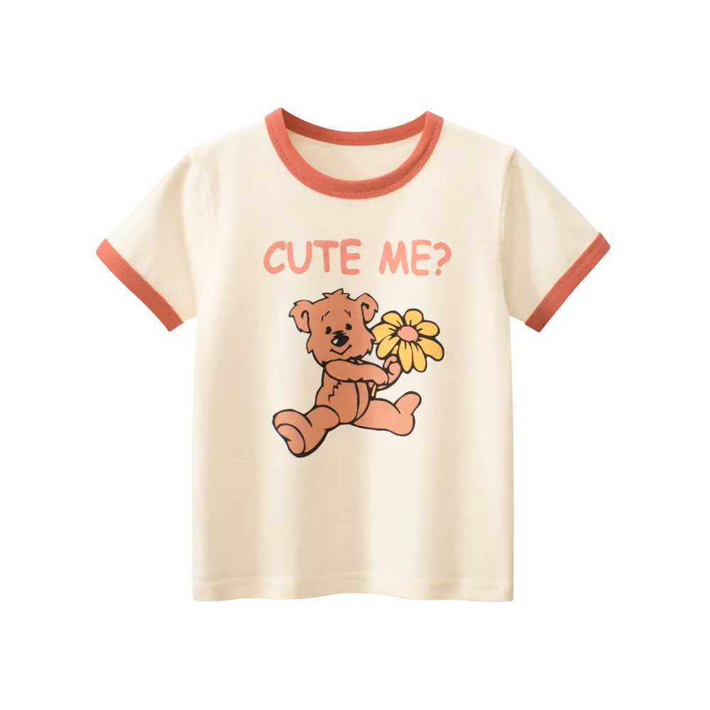 T-shirts 1-9T Bear Print Girls T Shirt Toddler Kid Tshirt Cotton Baby Girl Clothes Summer Infant Top Basic Tee Loose OutfitL24729
