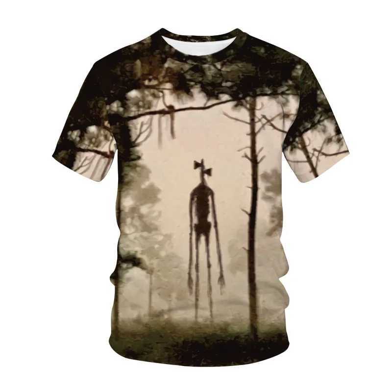 T-shirts 4-13Y Kids Game Anime Siren Head Printing T-Shirt Boys Girls Summer Casual Cool Tshirts Children SCP Horror Hip Hop Clothes TopsL24729