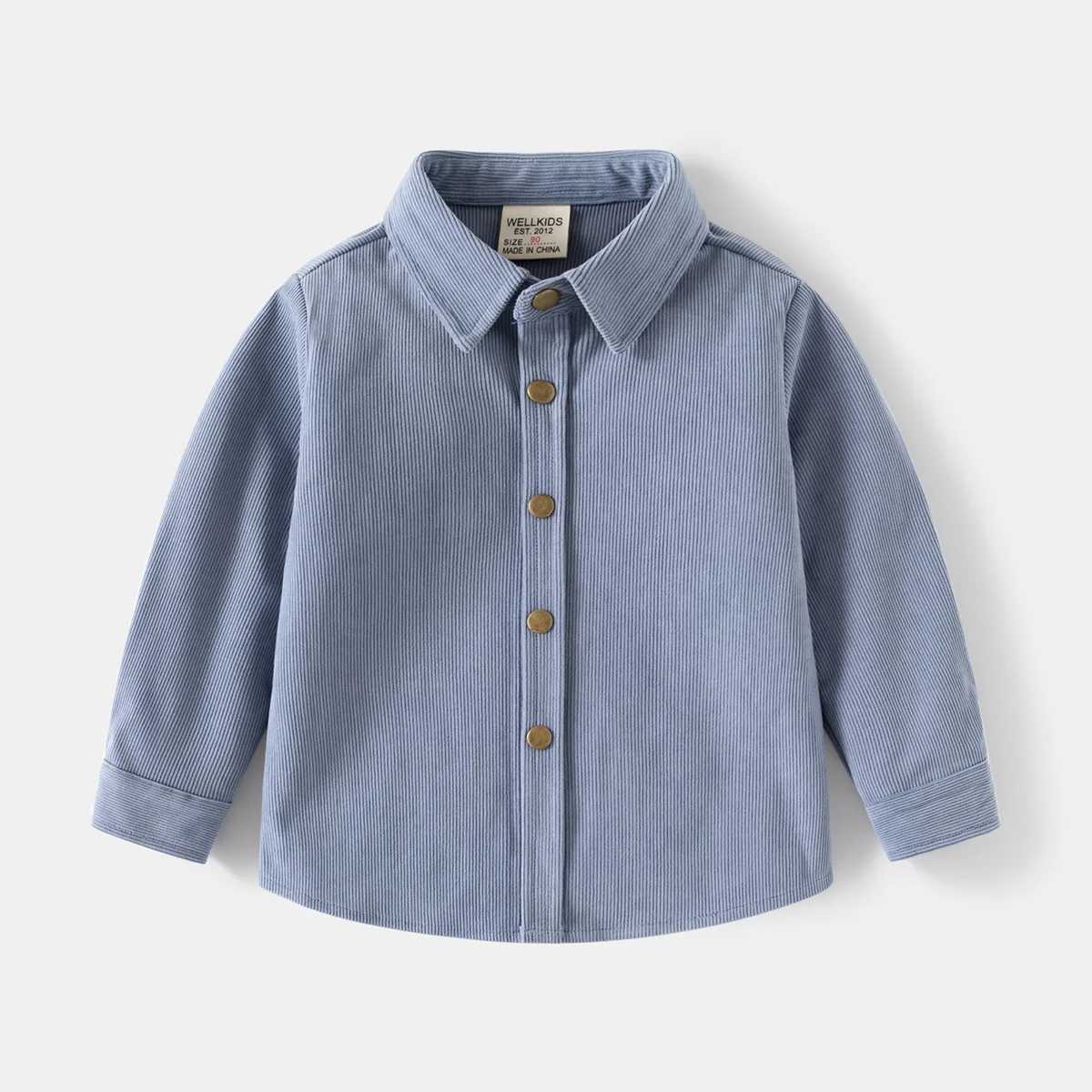 Spring/Autumn 2024 Handsome Boy Solid Color Corduroy Shirt New Childrens Solid Color Shirt available in 4 colors for ages 3-8.W240729