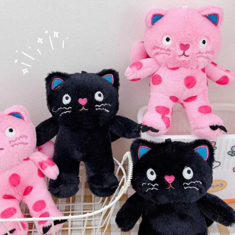 Kawaii Cat Plush Keychain Cute Backpack Pendant Fluffy Soft Stuffed Animals Keyring Car Key Buckle Accessories For Girl WomenL240729