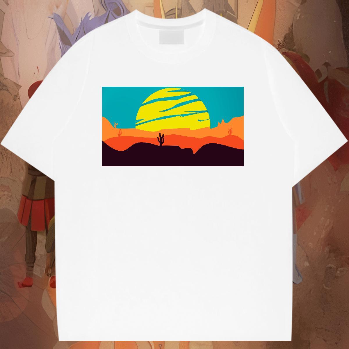 Loose Men Clothes T-Shirt 230g Cotton Home Outdoor sky DIY Crew Neck Breathable Fashion T shirt Tees Shirts