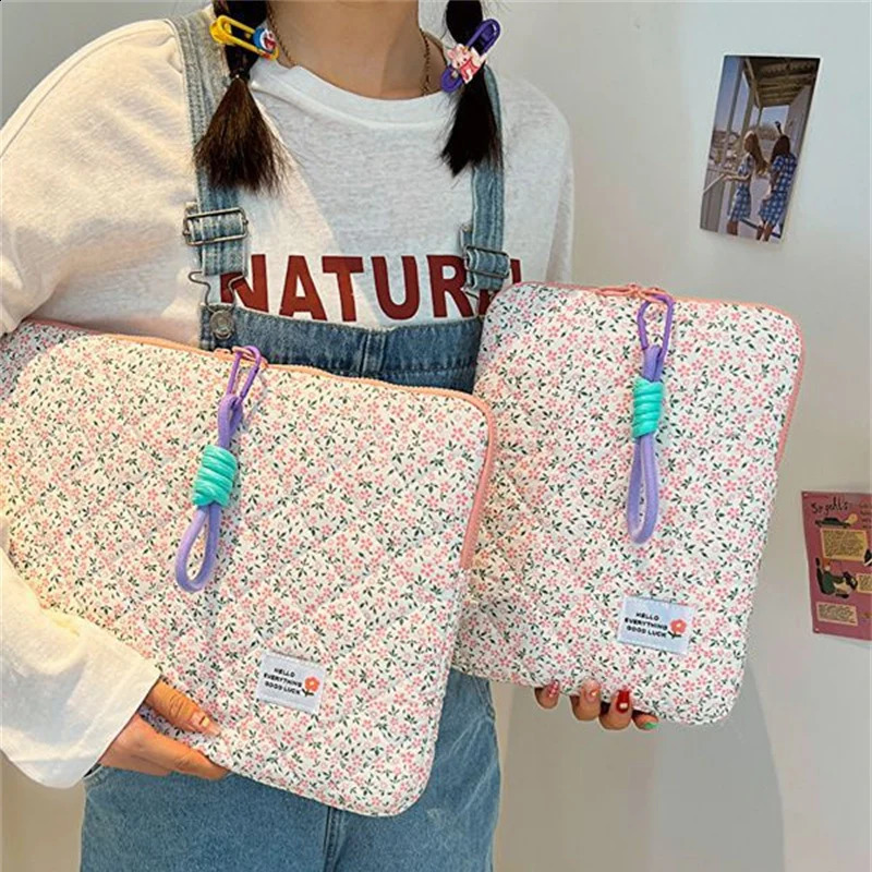 Ins Cute Flower Laptop Sleeve Computer Carrying Case Bag 11 13 14 15.3 15.6 Inch Portable Table Cover Bags for Mac Book HP ASUS 240729