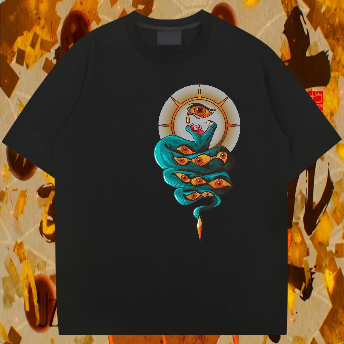Cool Design Men Tops Tees 230g Pure Cotton Summer Casual snake DIY Anime Breathable 2024 New T-Shirts Clothes