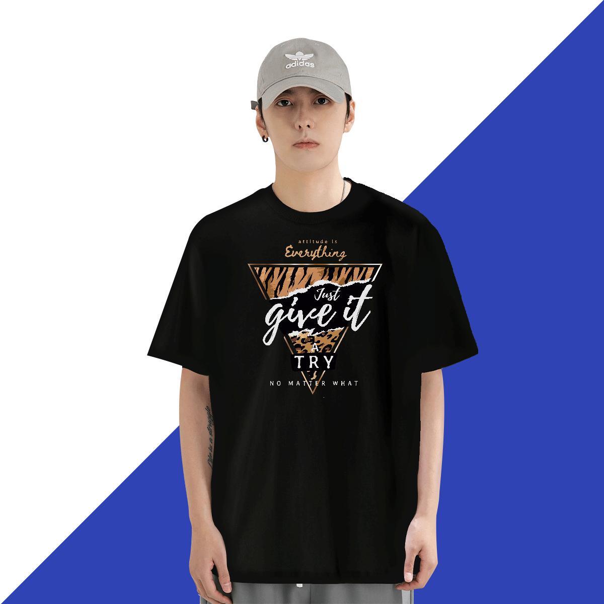 Loose Men Clothes T-Shirt 100% Cotton 230g Street Wear letter DIY Printed Crew Neck Casual New T-Shirts for Men Tshirts