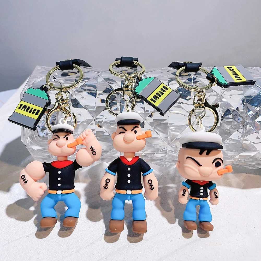 Creativity Popeye The Sailor Keychain Kawaii Doll Anime Figure Popeye Pendant Backpack Car Keyring Accessories Pvc Toys GiftL240729