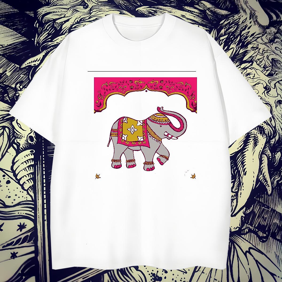 Soft Men Tees 230g 100% Cotton Home Outdoor Elephant Floral Print O-Neck Short Sleeve Designer Fashion T shirt Clothings