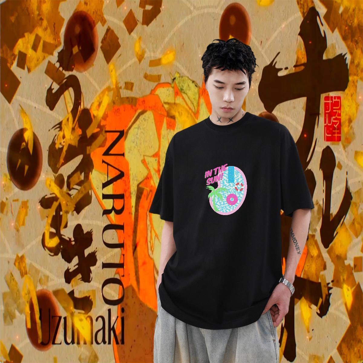Cool Design Men Clothes T-Shirt 230g Pure Cotton Daily Wear sea wave Custom Print Oversized Breathable Crew Neck DIY T-Shirts Tees