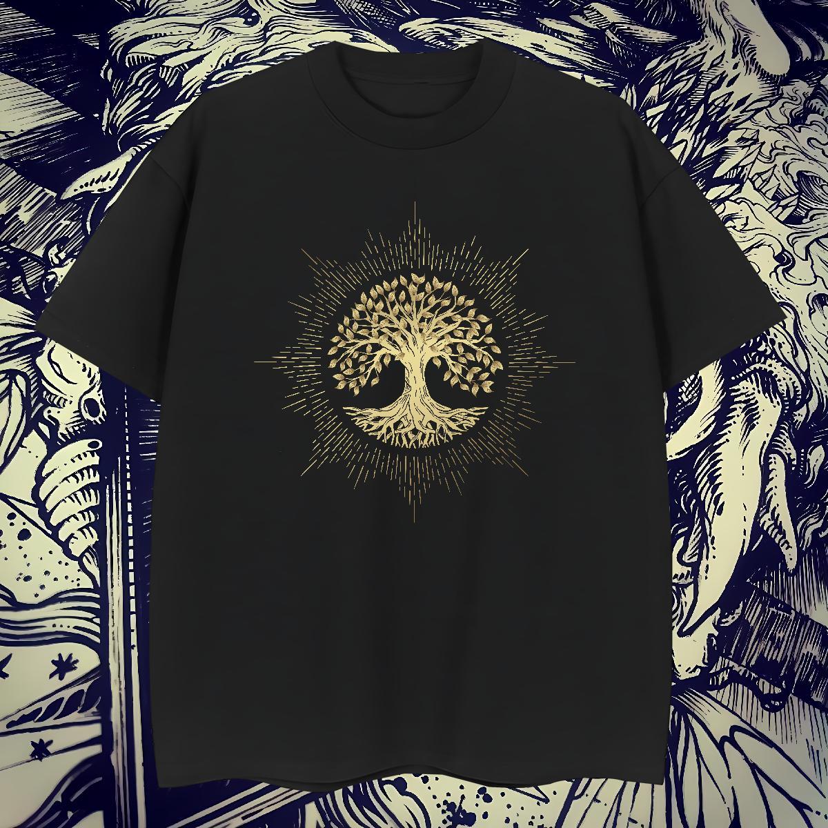 Loose Tshirts 230g 100% Cotton Sports Casual tree Floral Print Breathable Short Sleeve 2024 New T Shirt For Man Tops Shirt
