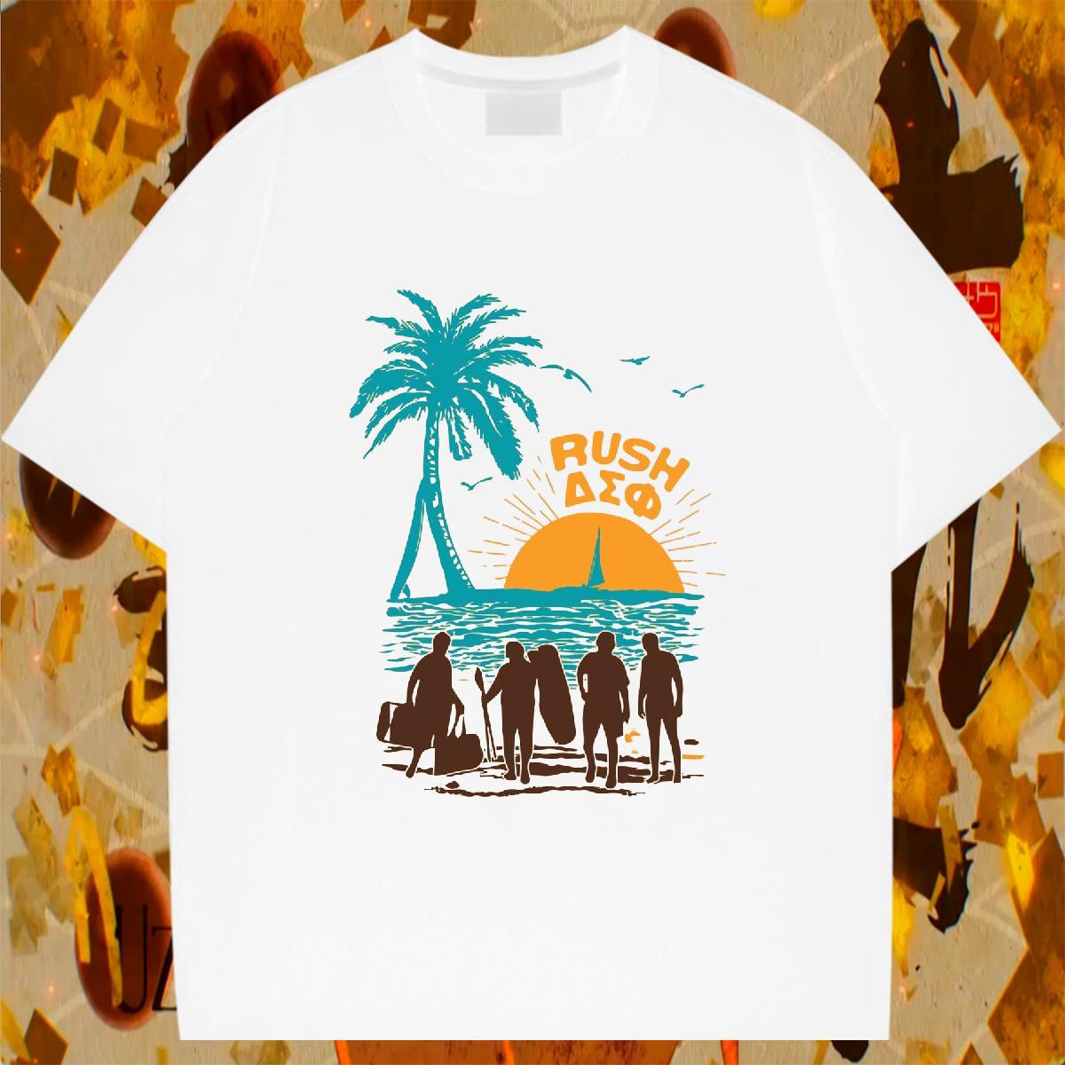 Classic Men Tops Tees 230g Pure Cotton Street Wear beach Customized Print Breathable Short Sleeve Brand Men T Shirts Clothes