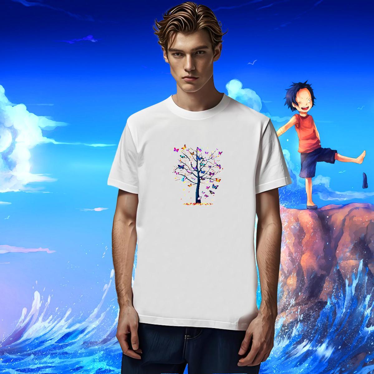 Designer Men Clothes T-Shirt 100% Cotton 230g Casual Butterfly Black White O Neck Short Sleeves 2024 New T-Shirts for Men Tops Tees
