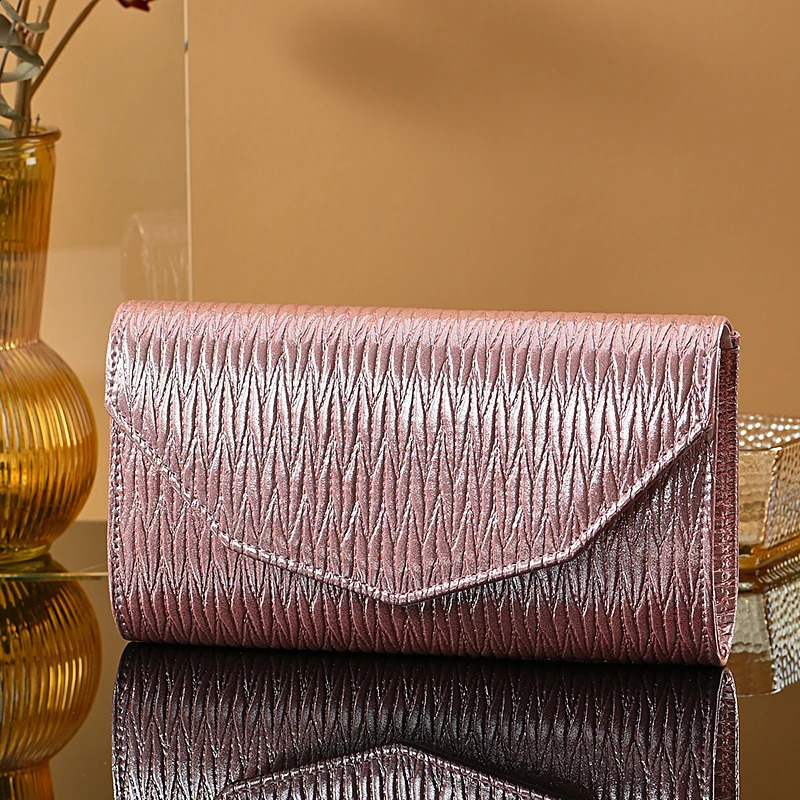 fashion PU material Strip Textured Clutch Purse women evening Party bag Bridal Handbag Evening Bag chain crossbady bag 240729