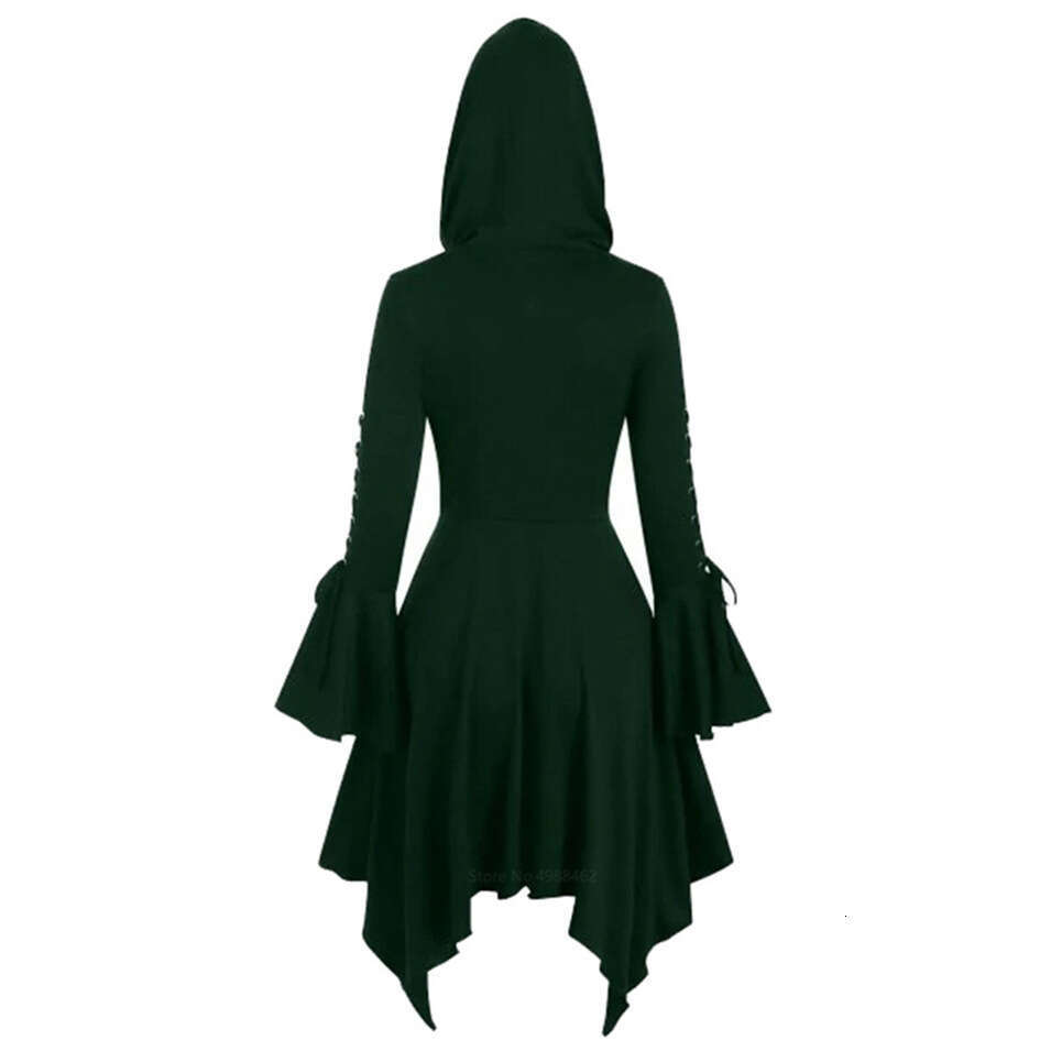 2024 New Womens Gothic Style Hooded Super Hot with Irregular Hem and Polyester Sleeves Punk Jacket Sexy Dress Autumn Dress Women Sexy Loose Silk Dress