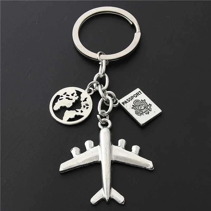 1PC Earth Airplane Keychains No Matter Where Pendant Travel Keyring Friendship Best Friend Jewelry Diy HandmadeL240729