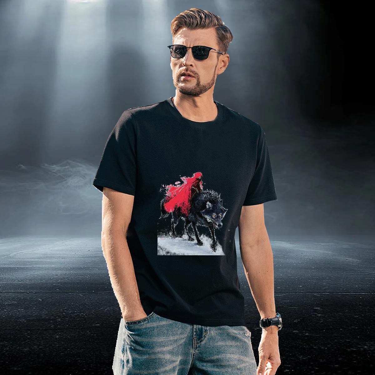Cool Design Men Clothes T-Shirt 100% Cotton 230g Casual wolf DIY Printed Round Neck Short Sleeve Designer T shirt Wear