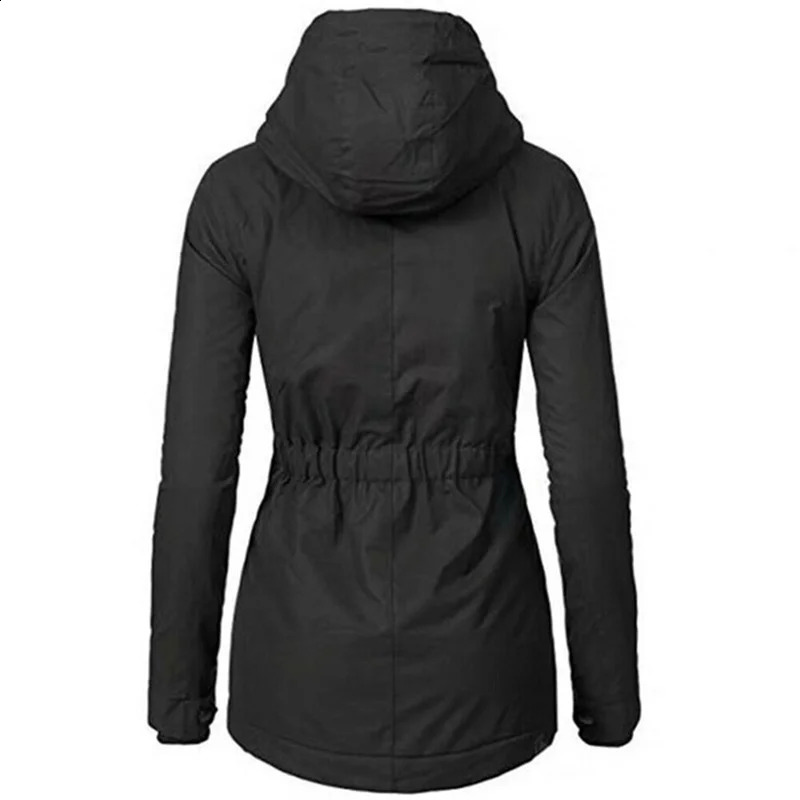 Fashion Womens Thickened Coat Warm Winter Solid Plush Thickened Long Jacket Outdoor Hiking Hooded Windproof Parka Coat 240729