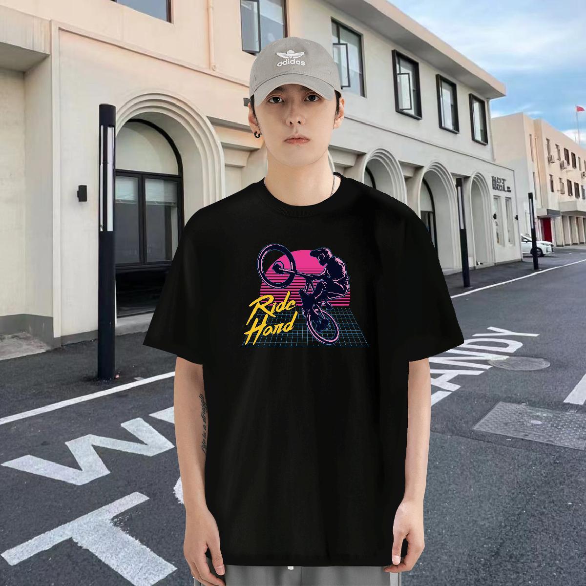 High Quality Men Clothes T-Shirt 230g Cotton Sport Motorcycle Custom Cartoon Round Neck Short Sleeve DIY Customized T-Shirts for Men Tops